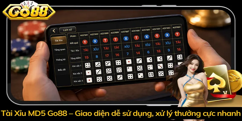 Tài Xỉu MD5 Go88 – Giao diện dễ sử dụng, xử lý thưởng cực nhanh