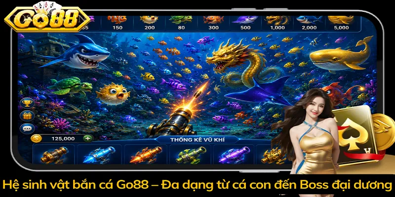 Hệ sinh vật bắn cá Go88 – Đa dạng từ cá con đến Boss đại dương