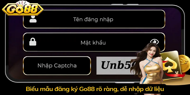Biểu mẫu đăng ký Go88 rõ ràng, dễ nhập dữ liệu