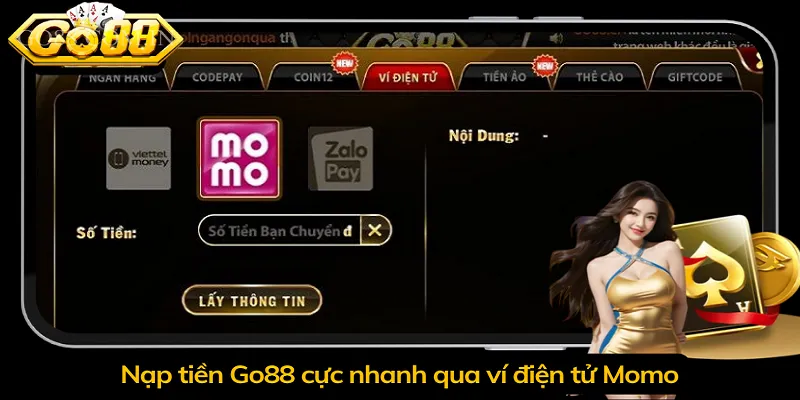 Nạp tiền Go88 cực nhanh qua ví điện tử Momo